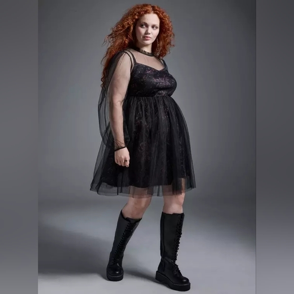 Torrid Nightfall Black Goth Fairy Whimsigoth Tulle Dress Sz 3X Nwt - Picture 3 of 5